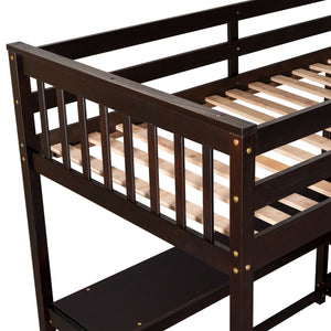 Loft Bed With Storage Shelves And Under Bed Desk