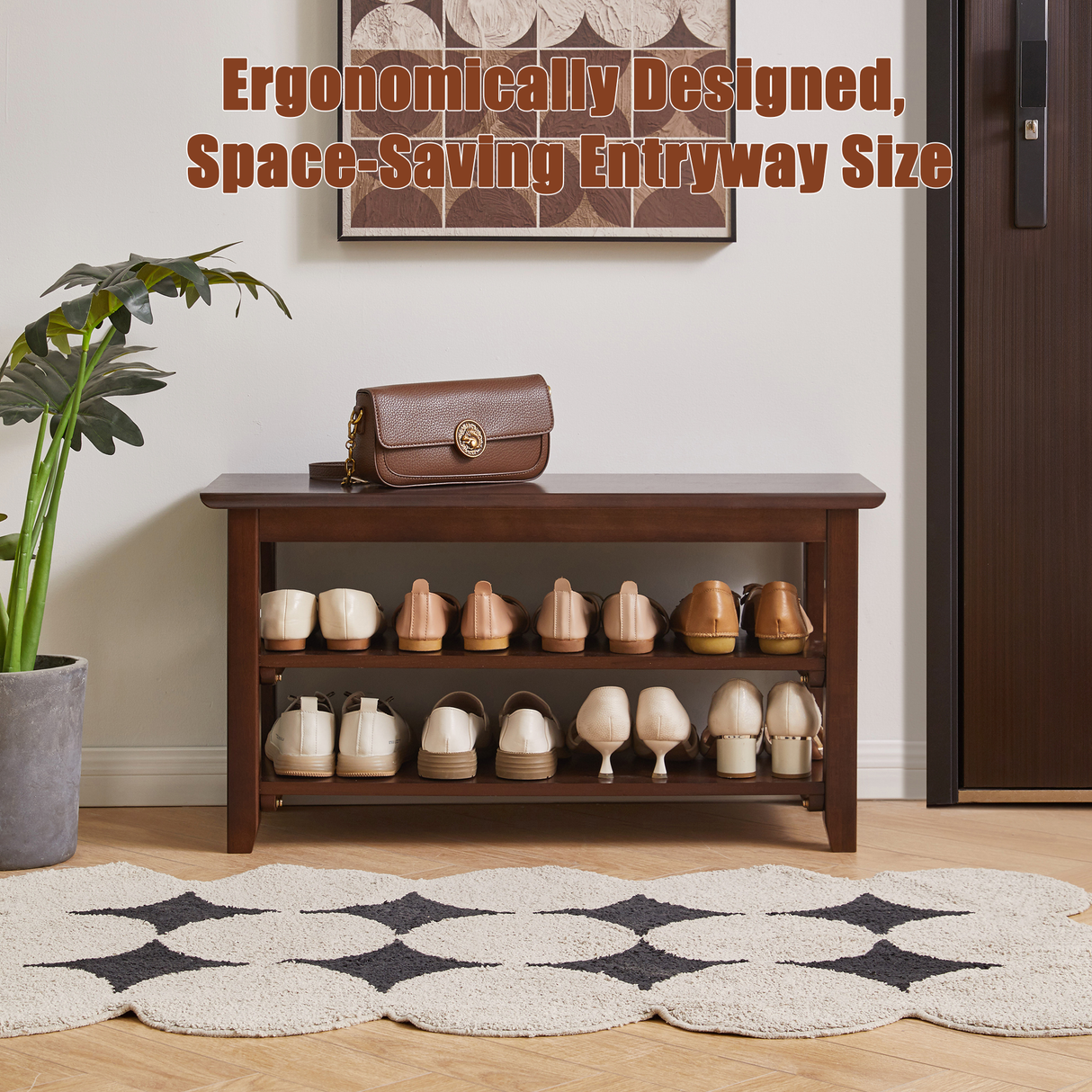 2-Tier Solid Wood Shoe Bench