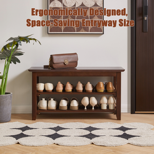 2-Tier Solid Wood Shoe Bench