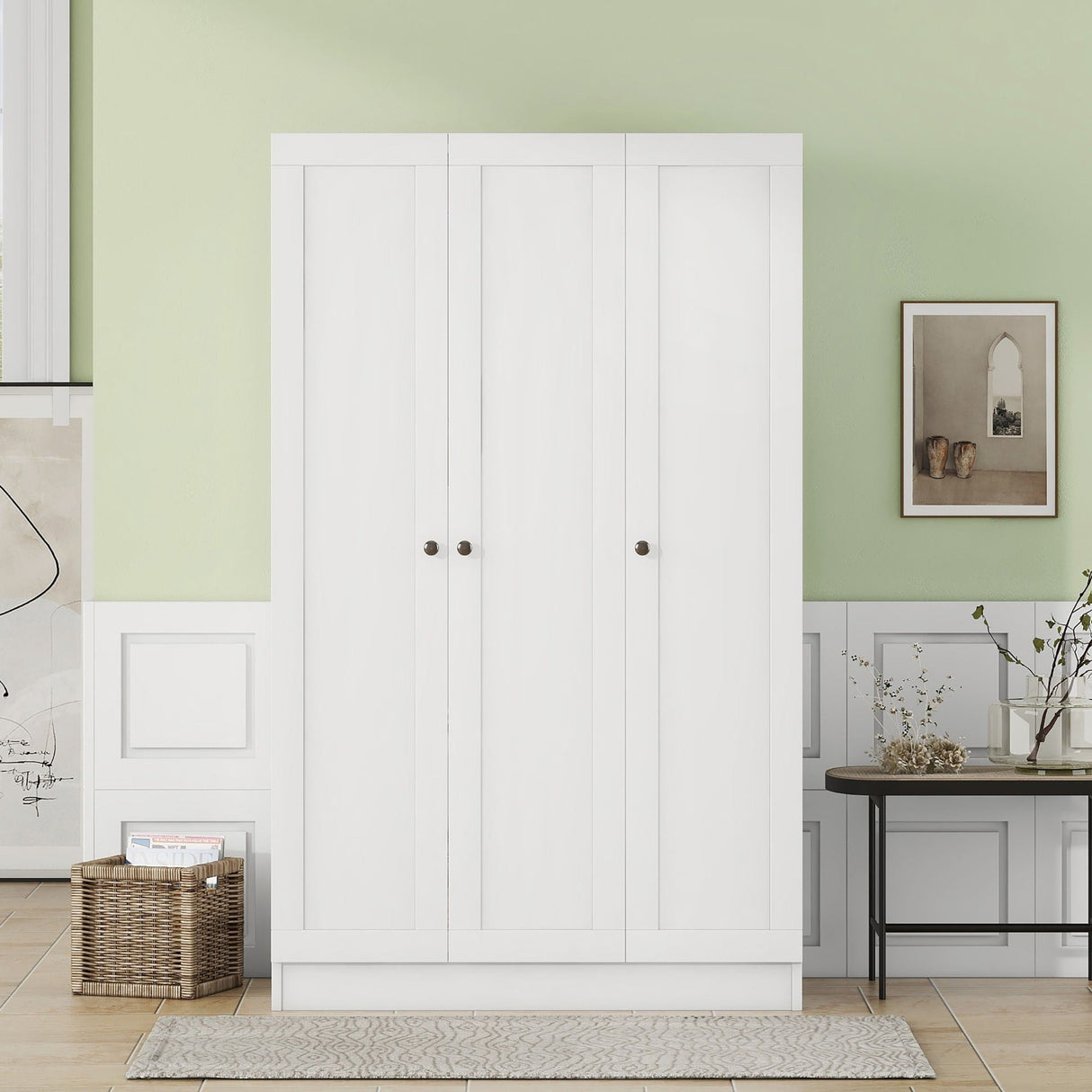 3 Door Shutter Wardrobe With Shelves