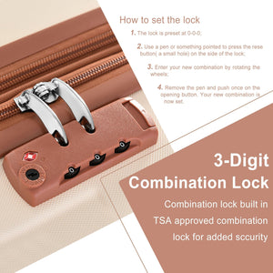 Brown & White 6-Piece Expandable Hardshell Luggage Set