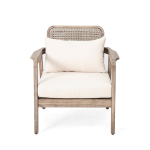 Set of 2 Outdoor Acacia Wood Patio Club Chairs with Waterproof Cushions