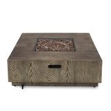 Wellington Square Iron Fire Pit with Wood Pattern Design and 50,000 BTU Output