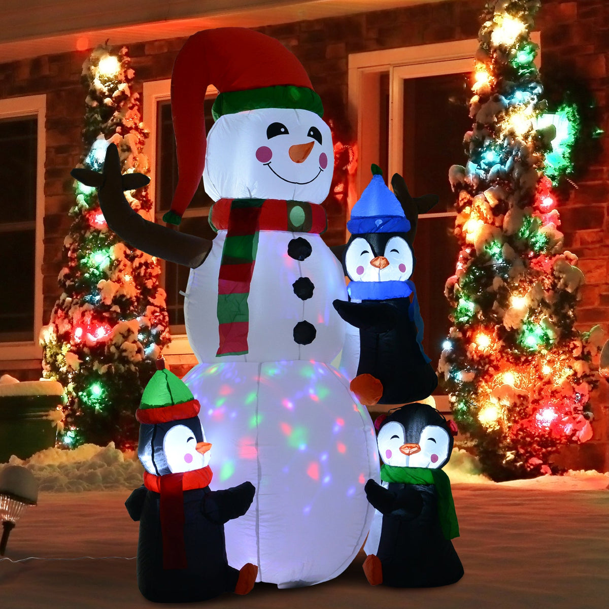 HOMCOM 6' Christmas Inflatable Snowman with Penguins