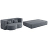 Modern Floor Sofa with 2 Pillows, Convertible Teddy Fabric Foam Filled Bed