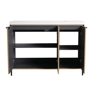 Modern Freestanding Bathroom Vanity With Resin Sink & Soft Close Cabinet Doors