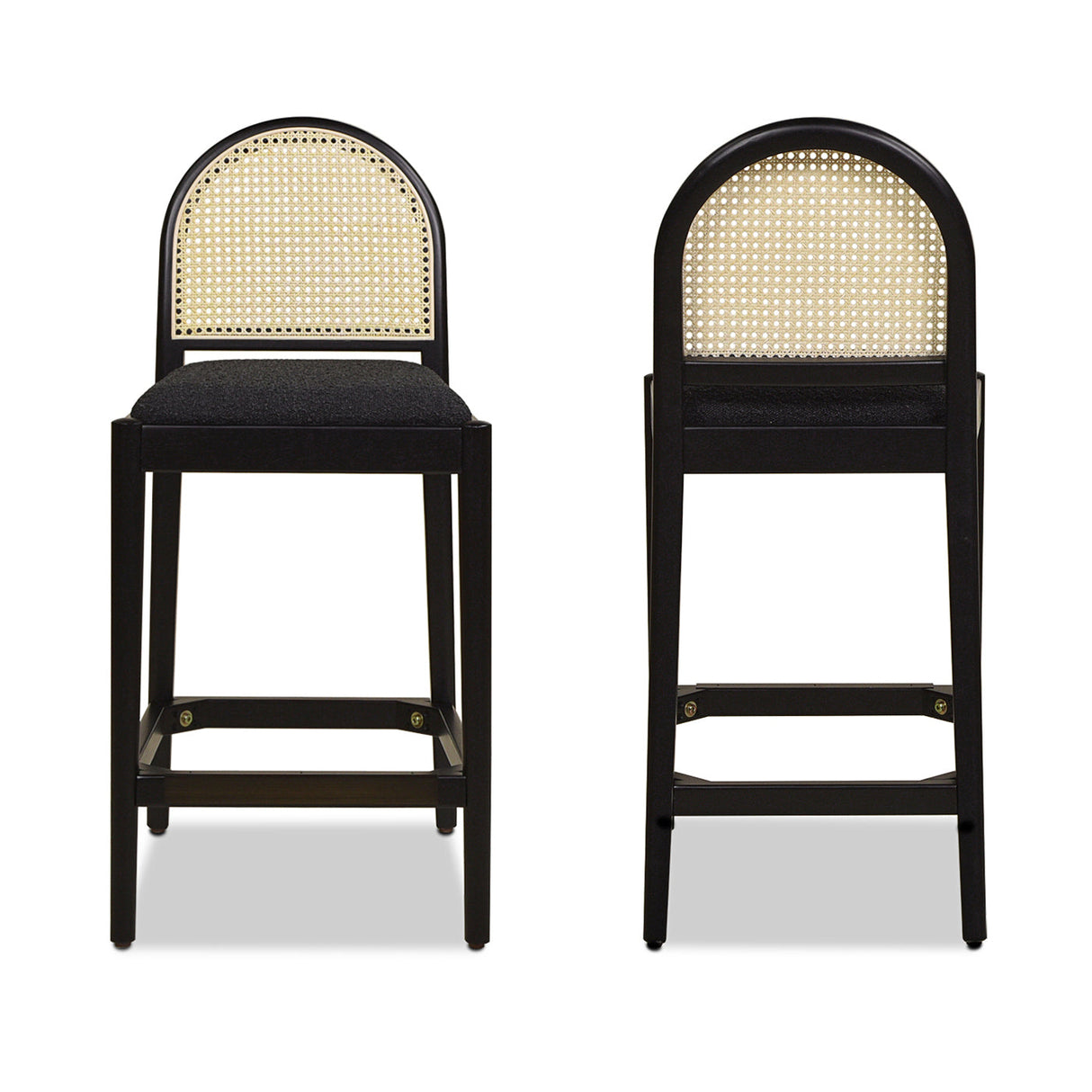 Arlin Upholstered Stool with Curved Back and Footrest, Set of 2