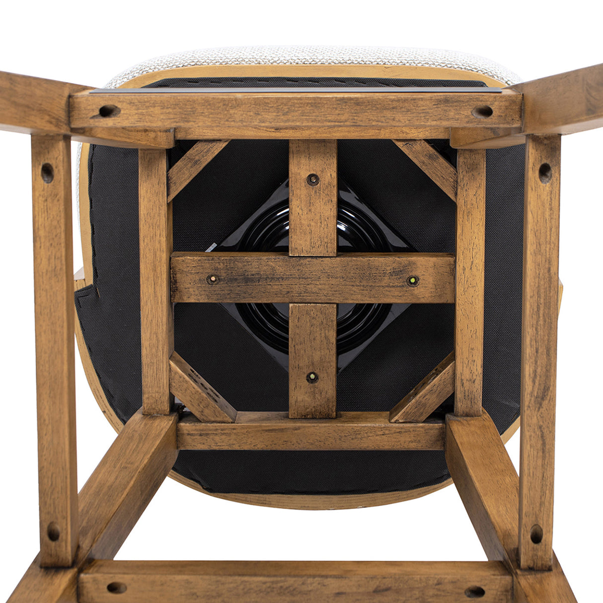 Bahama 30' Cane Rattan High-Back Swivel Bar Stool with Recessed Arms, Two-Tone Neutral Gray Polyester Wool Blend