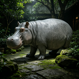 12.6'' Weather Resistant Hippopotamus Garden Statue