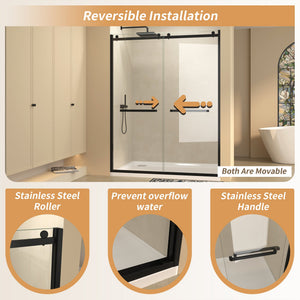 Semi-Frameless Double Sliding Glass Shower Doors