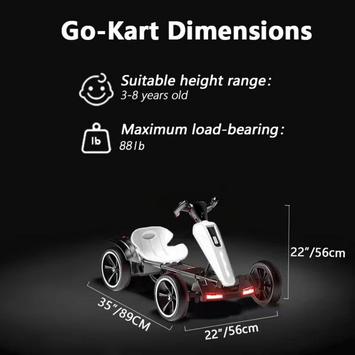 Electric Kids Pedal Go Kart with Adjustable Seat and Foldable Design - Multiple Colors