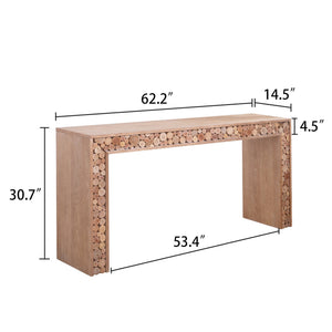 Rustic Wood Console Table with Natural Log Accents – 62 Entryway Table, Narrow Sofa Table, Hallway Accent Table – Modern Farmhouse Style