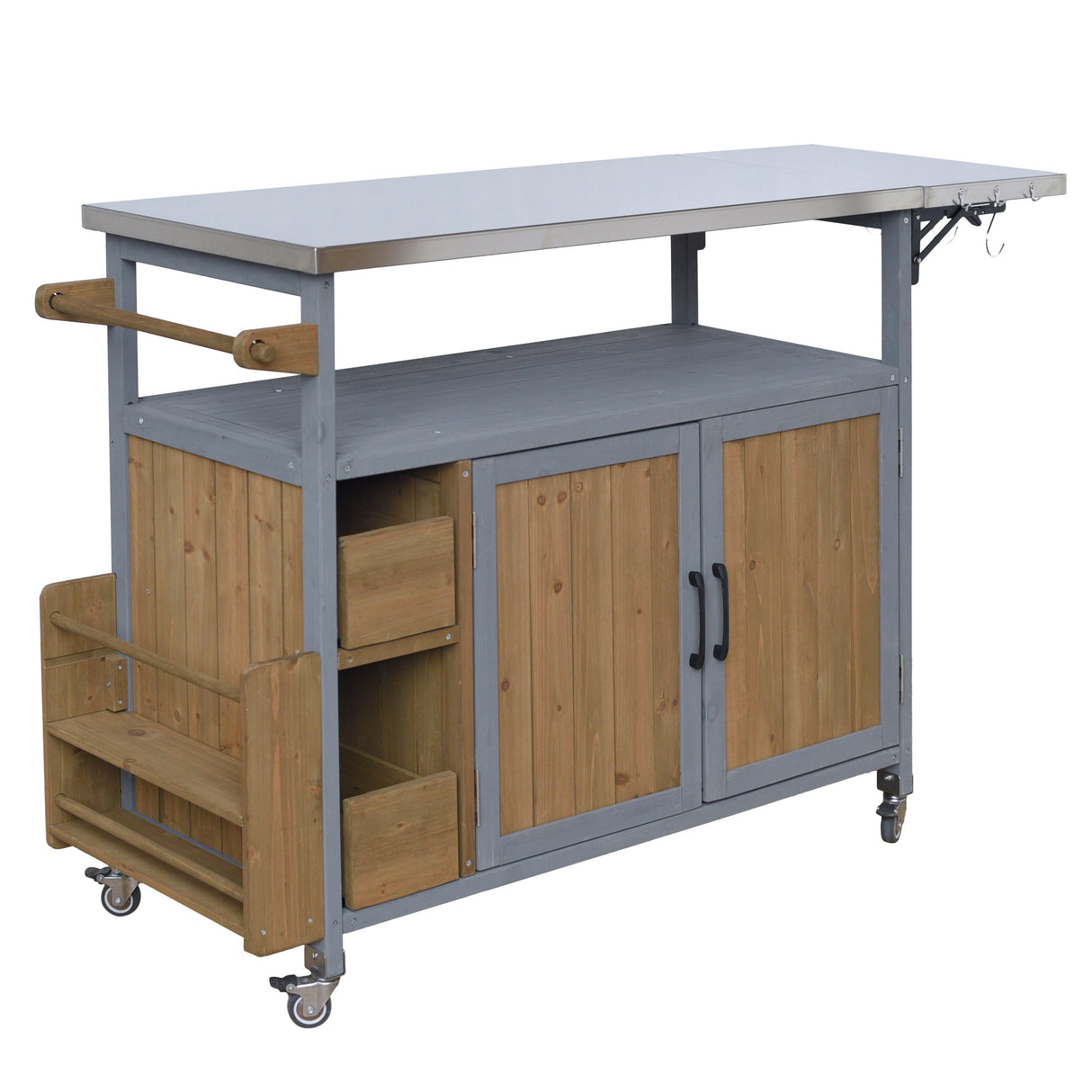 54.33" Farmhouse Rolling Outdoor Kitchen Cart