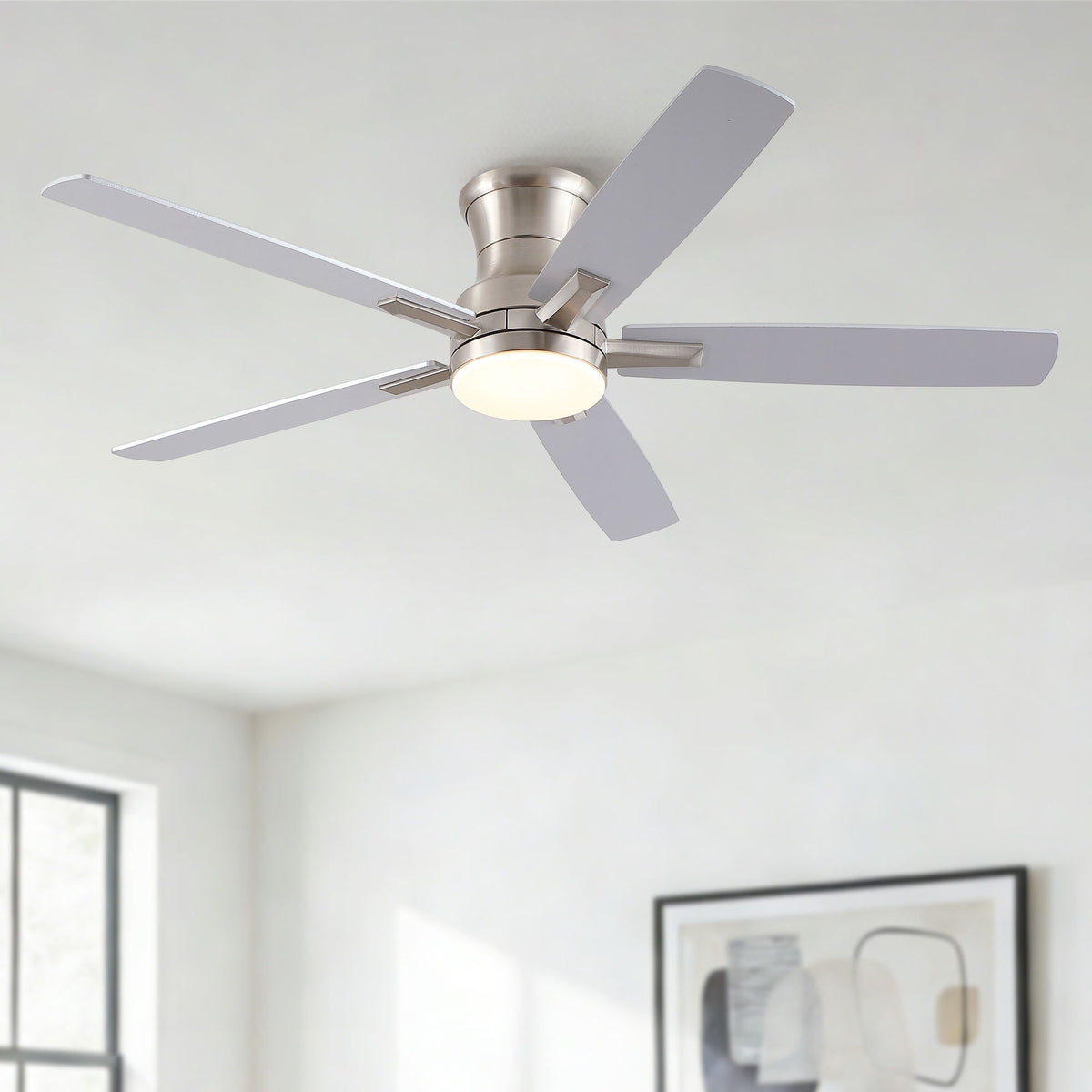 Mordern Flush Mount Ceiling Fan With Light And Remote Control
