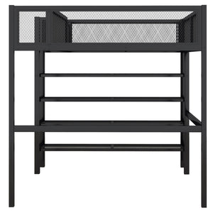 Loft Bed With 4 Tier Shelves And Storage