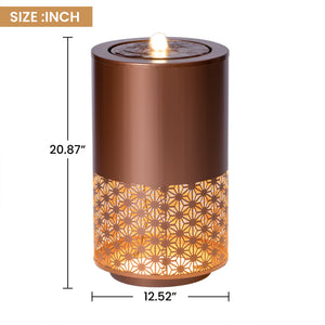 20.87"H Brown Metal Cutout Fountain with LED Lights