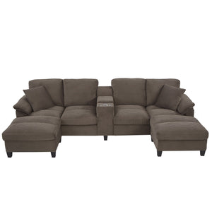 Modern U-Shaped Sectional Sofa With Storage Ottomans