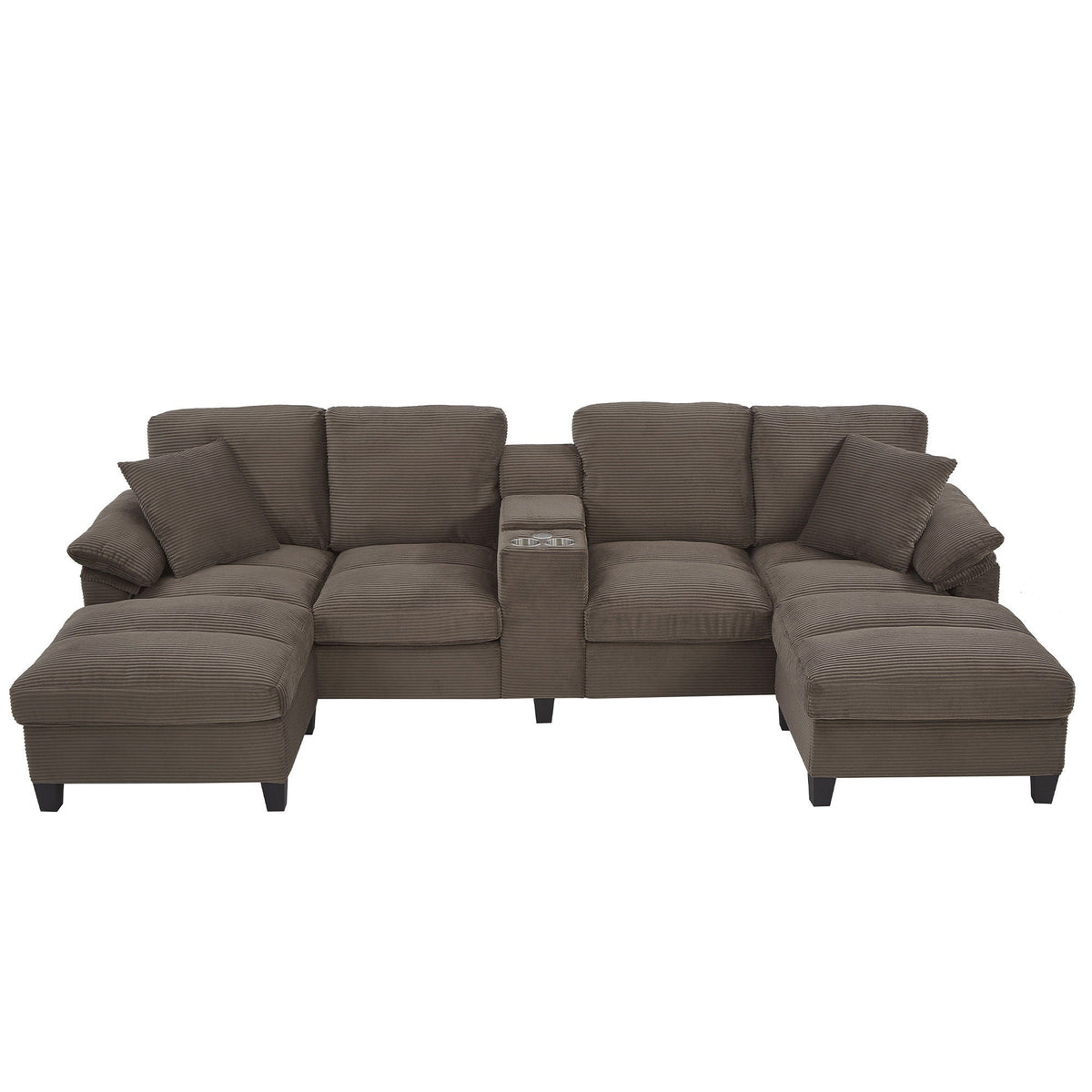 Modern U-Shaped Sectional Sofa With Storage Ottomans