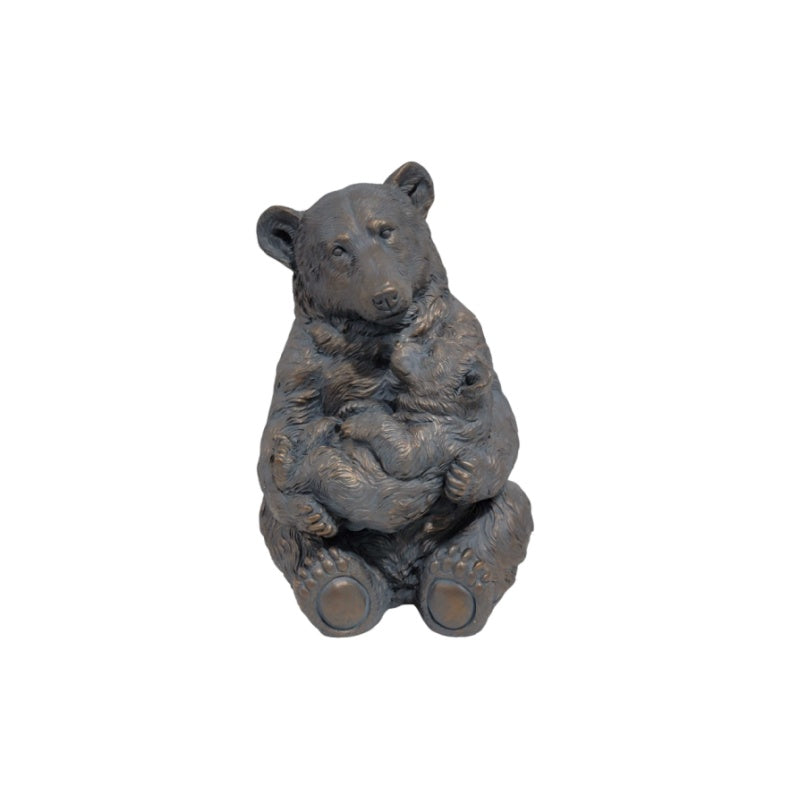 12'' Antique Bronze Mother And Cub Bear Statue