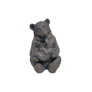 12'' Antique Bronze Mother And Cub Bear Statue