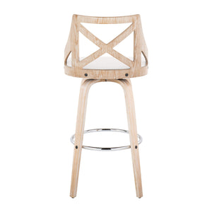 Charlotte - Farmhouse Fixed Height Bar Stool With Swivel And Round Footrest (Set of 2)