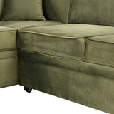 Virginia Green Velvet Convertible Sleeper Sofa with Hidden Storage Ottoman