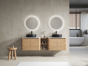 72" Wall-Mounted Bathroom Vanity With Ceramic Art Sink
