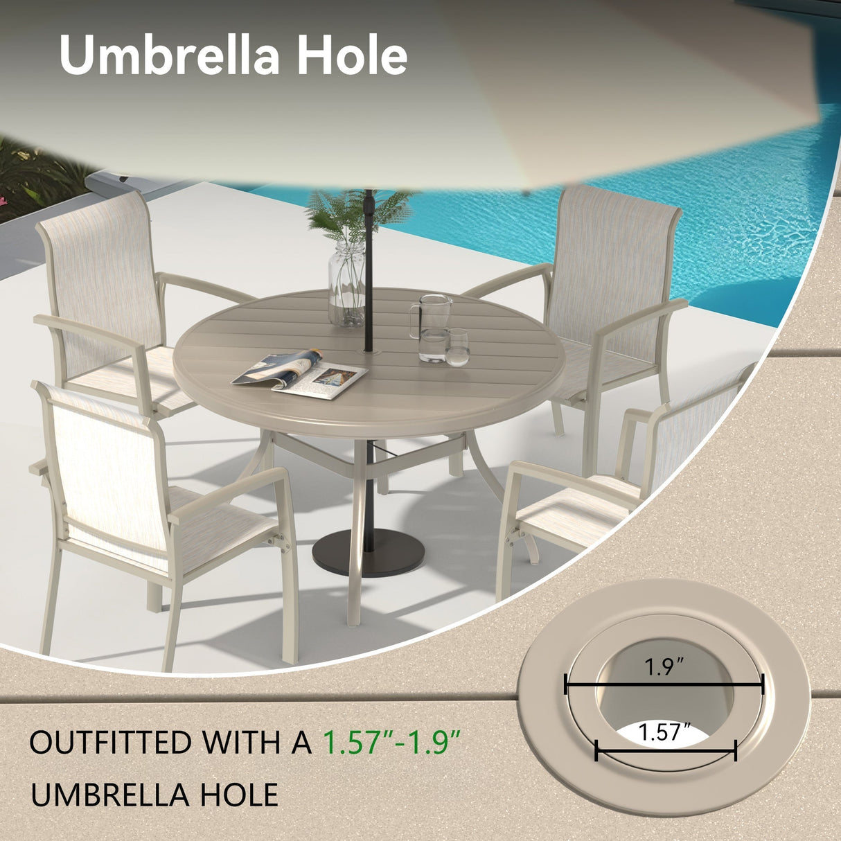 7-Piece Patio Dining Set with Round Metal Table and Stackable Chairs