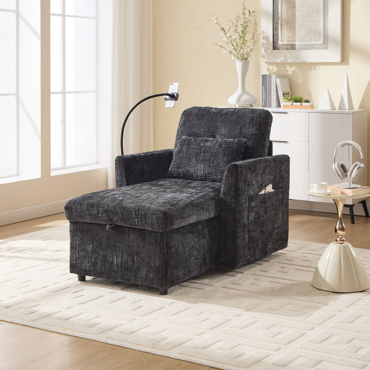 Multifunctional Recliner Sofa with Storage and Phone Bracket