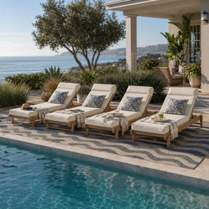 Light Teak Acacia Wood Chaise Lounge Set