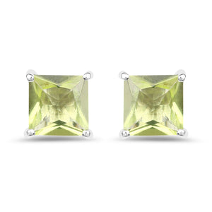 2.00 Carat Genuine Peridot .925 Sterling Silver Earrings