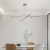 48' Modern LED Chandelier - Geometric 3-Arm DesignAdjustable HangingSleek Metal Finish for Dining RoomLiving Room & Office