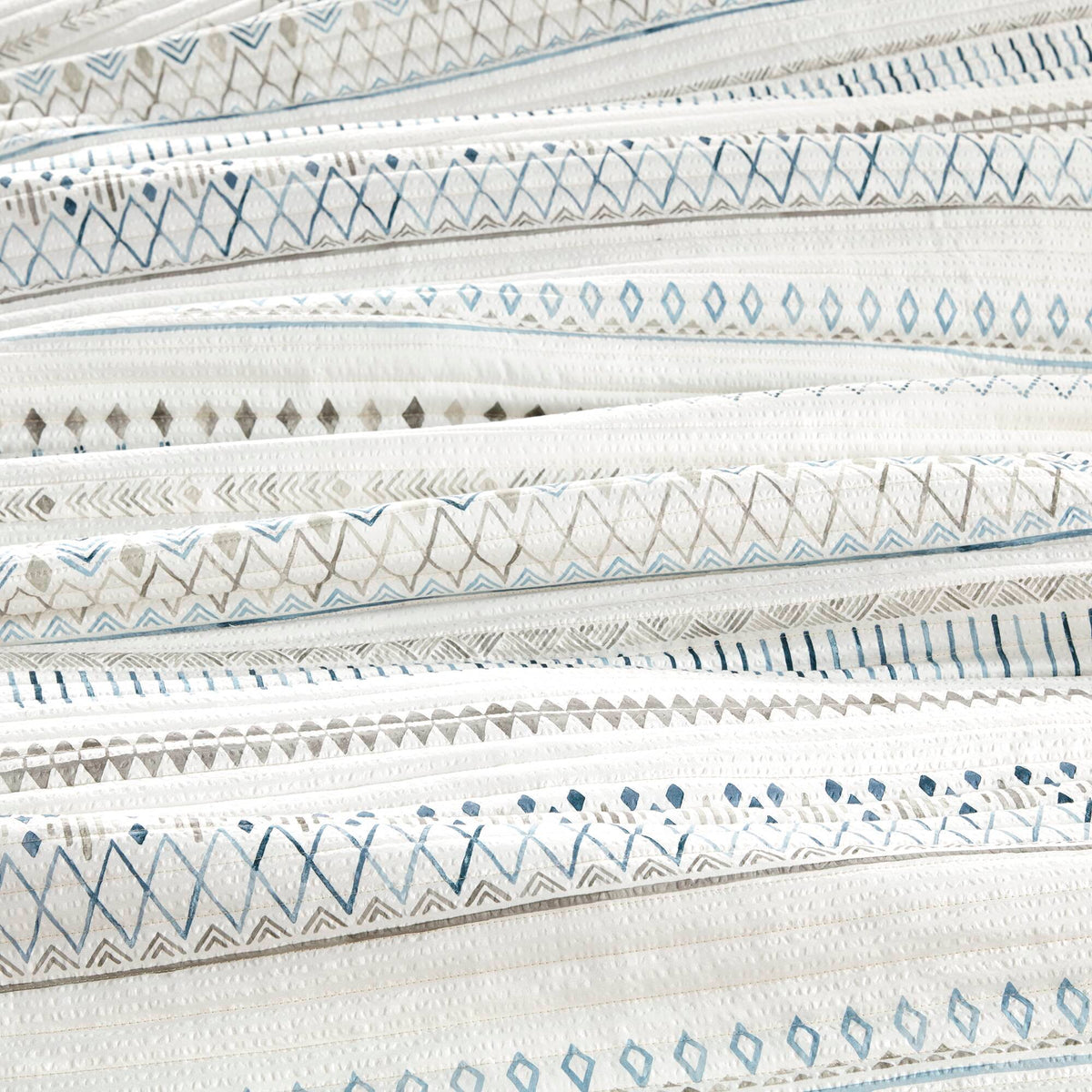 3 Piece Seersucker Quilt Set Taupe/Blue King/Cal King