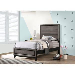 Twin Panel Bed With Tapered Legs - Gray