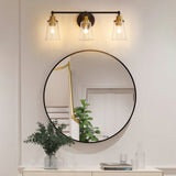 Modern 3-Light Black+Bronze Bathroom Vanity Light with Clear Glass Shade