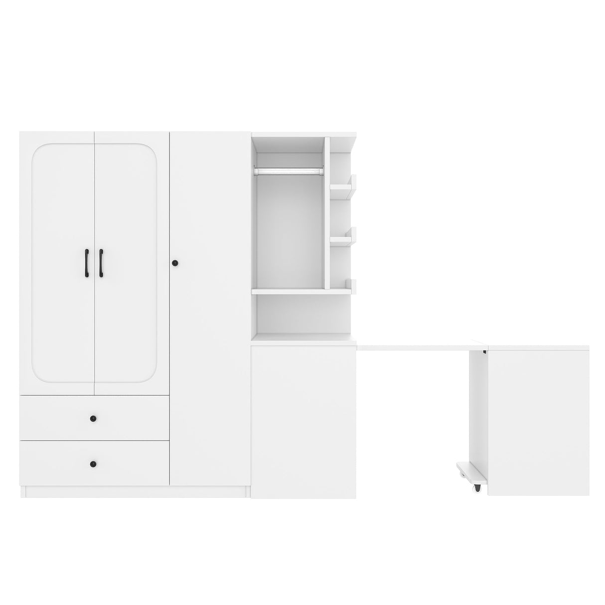 Multifunctional Wardrobe with 2 Doors and Convertible Desk