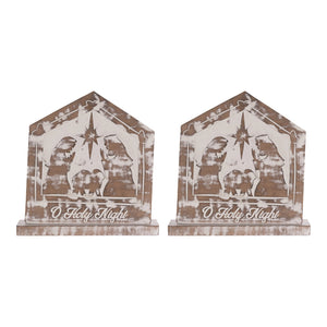 White Washed Nativity Sign (Set of 2)