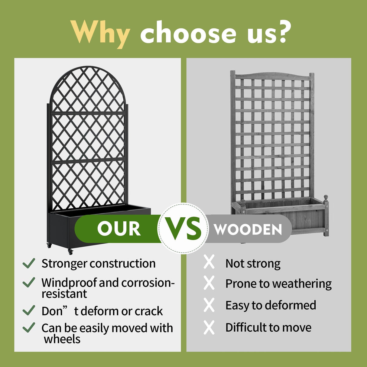 Round Metal Planter Box with Trellis