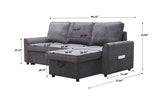 Modern Modular L-Shaped Sofa Bed with ChaiseDark Grey Linen