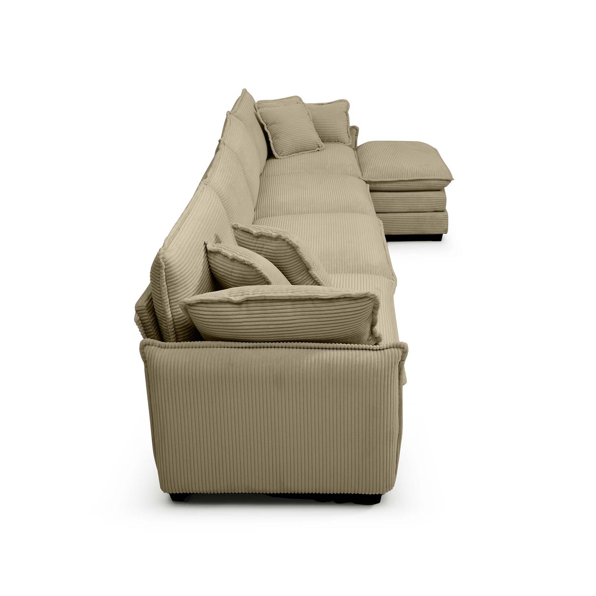 Modern Corduroy Upholstered 4-Seater Sofa with Footstool