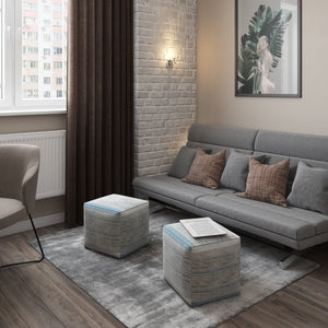 Naya Cube Pouf - Blue Melange