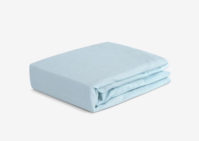 Cooling Linen Crib Sheet with Powerband Secure Fit - Baby Blue