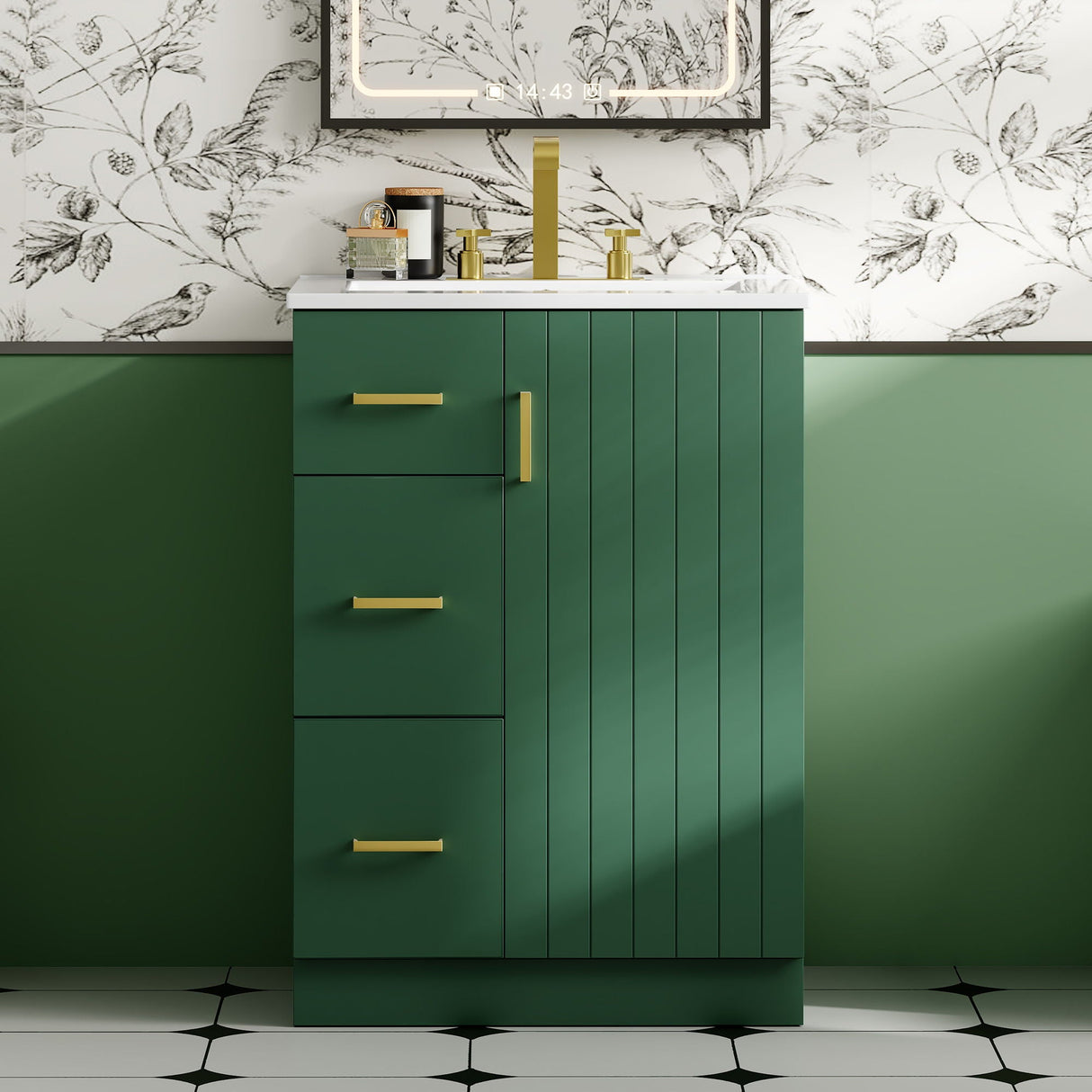 Bathroom Vanity With Under Mount Sink, 2 Drawers And Soft Closing Door