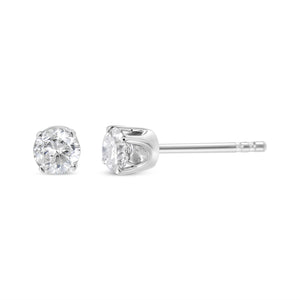 AGS Certified 14K White Gold 1.0 Cttw 4-Prong Set Brilliant Round-Cut Solitaire Diamond Push Back Stud Earrings (E-F Color, SI2-I1 Clarity)