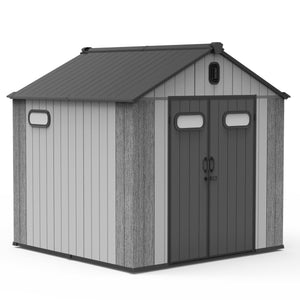 8x8FT Resin Outdoor Storage Shed with Lockable Door