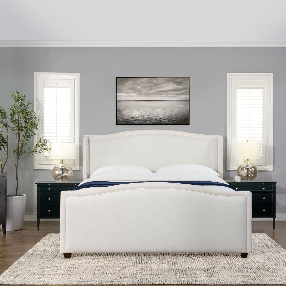 Carmen Upholstered Wingback Panel Bed Frame