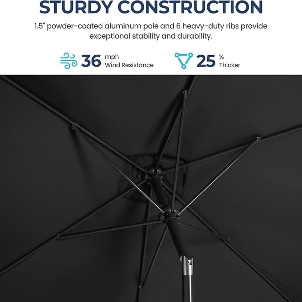 Rectangular Patio Umbrella With Crank Tilt, Polyester UV-Resistant Canopy