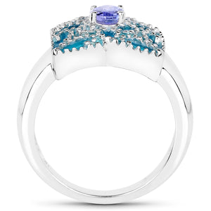 0.44 Carat Genuine Tanzanite .925 Sterling Silver Ring