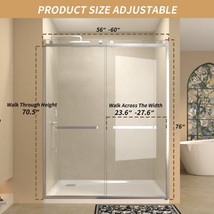 56-60 in.W x 76 in.H Semi-Frameless Sliding Shower Door