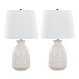 Balconee 20" Ceramic Table Lamp with Vase Shaped Base and Textured Pattern, Set of 2